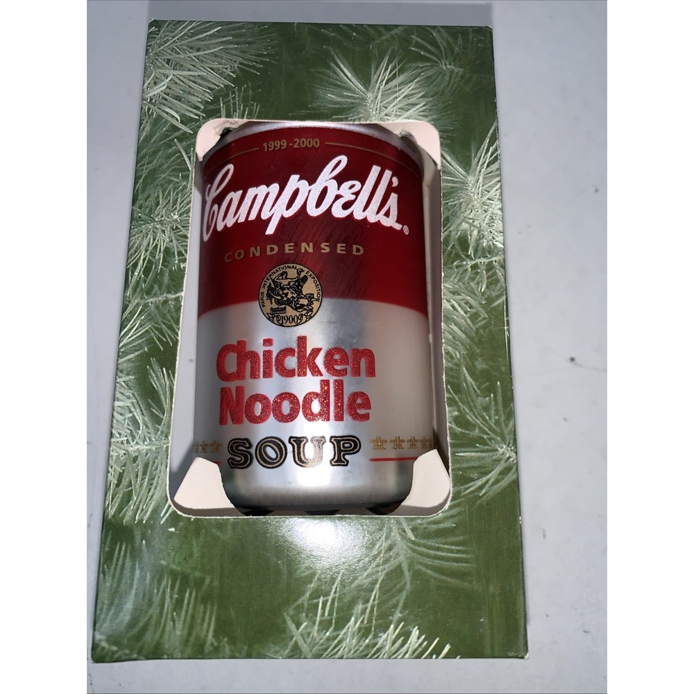 Campbell Soup Christmas Glass Ornament Tomato‎ Soup Can with Box